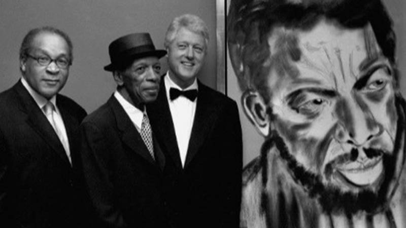 Artist Frederick Brown, Ornette
Coleman and President Bill Clinton